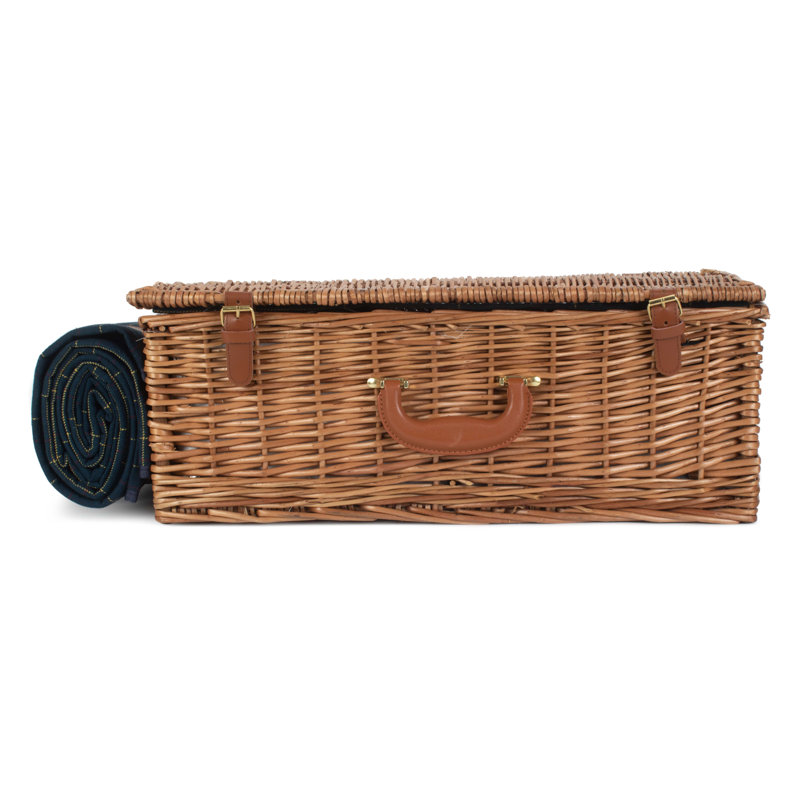 4 Person Tweed effect Fitted Picnic Hamper, Blue