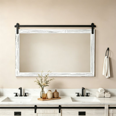 Bathroom Mirror, Farmhouse Barn Door Mirror - A Country Wall Mirror Used For Decorating Living Rooms, Entrances, Bedrooms, Dressing Tables, And Bathrooms