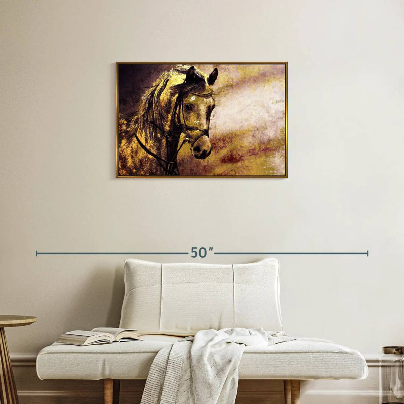 Portrait de cheval arabe, Cadre flottant doré, 31 po x 21 po