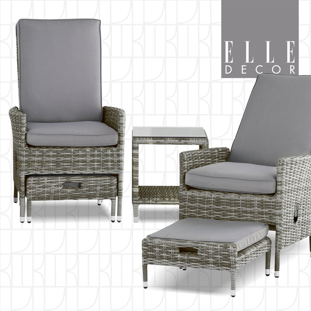 Elle Decor Vallauris 5-Piece Outdoor Reclining Chair Set, Gray Elle Decor