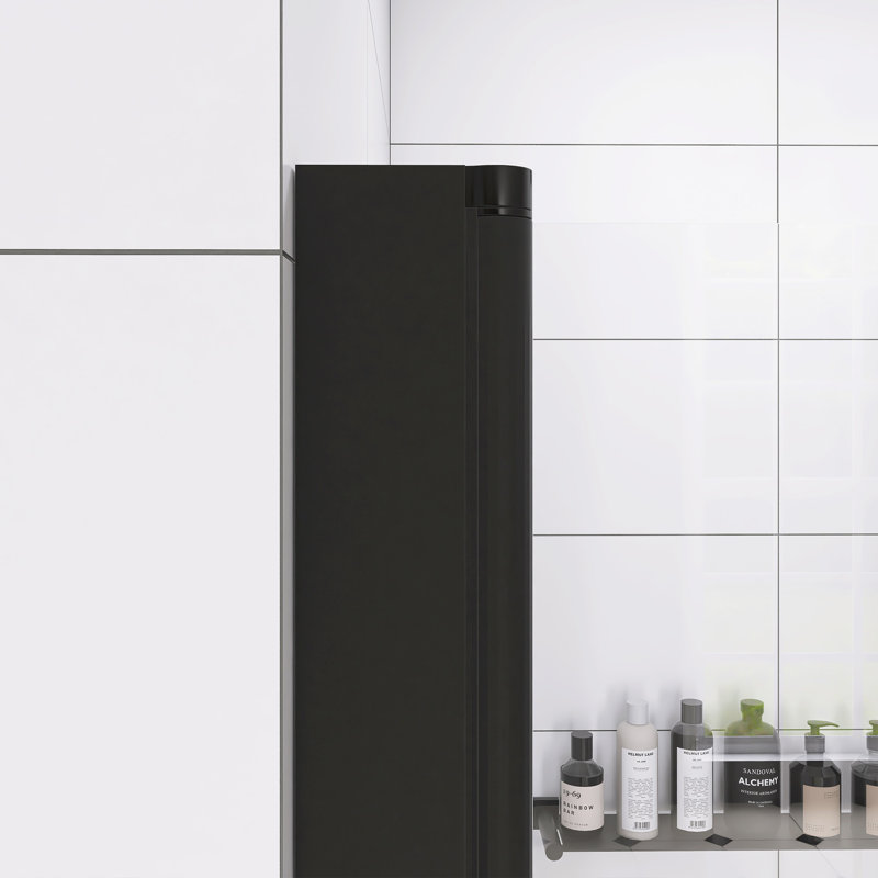 Porte de douche pliante en aluminium noir mat 34 po