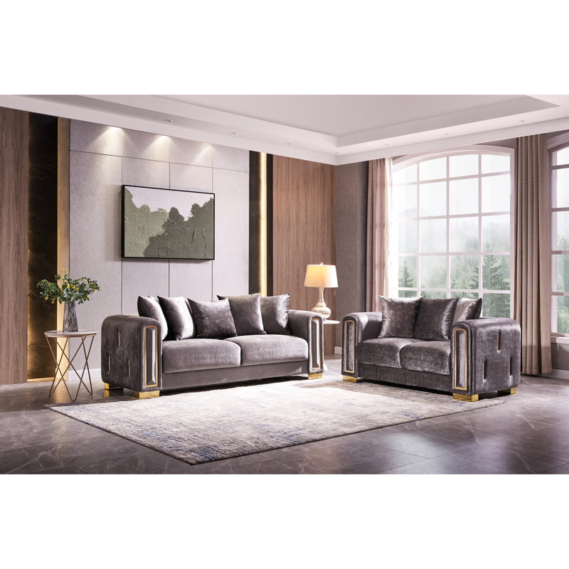 Moderne en argent avec structure en bois de bouleau stable et assise en velours de revêtement luxueux