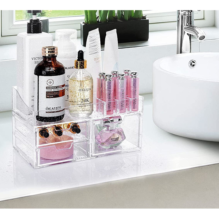 Rebrilliant Acrylic Makeup Organizer with Drawers for Vanity Skincare Desk, Display Case for Brush Perfume Room Decor | Wayfair