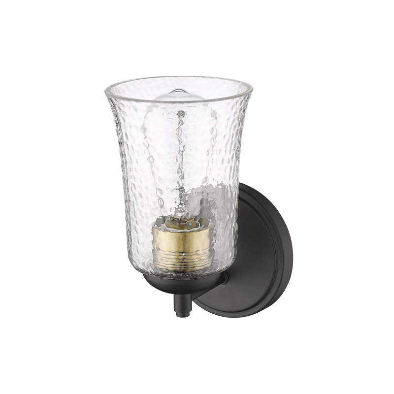 Grande applique à bras en acier 9 po Aafiyah avec verre ciselé transparent