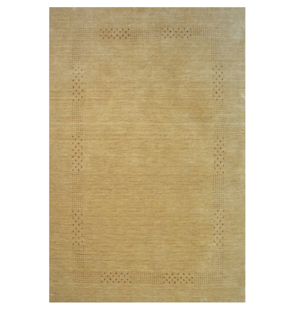 Handgefertigter Teppich Scot aus Wolle in Beige