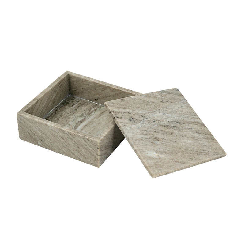  Boîte de rangement décorative en marbre gris avec couvercle amovible, H 3,1 po x l 7,9 po x P 7,9 po