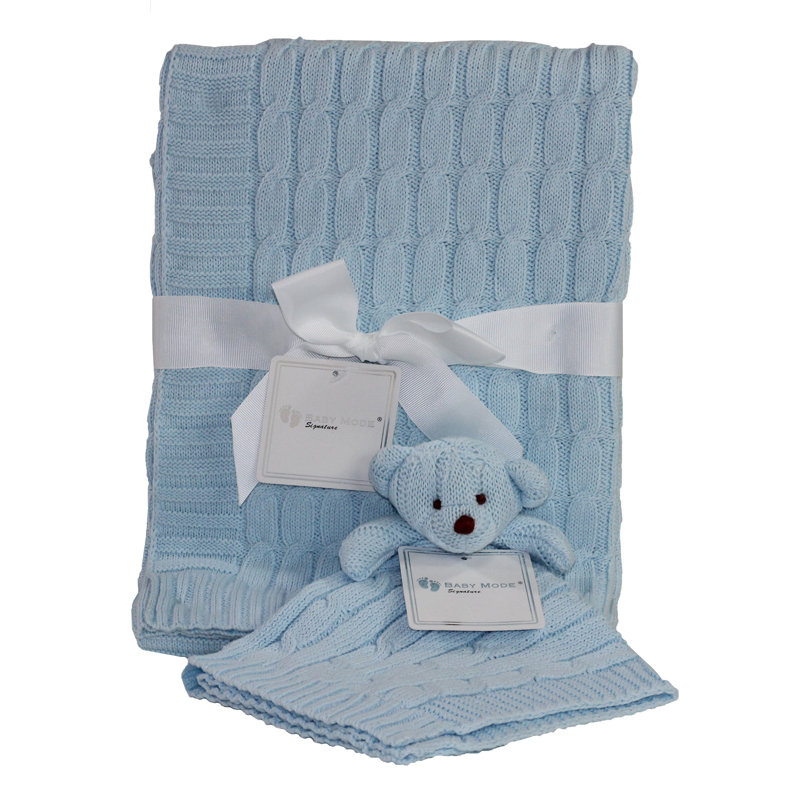 Tabor Cotton Baby Blanket, Blue