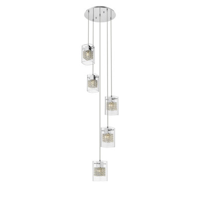 Damaris 5 - Light Crystal/Metal/Glass Cluster Pendant