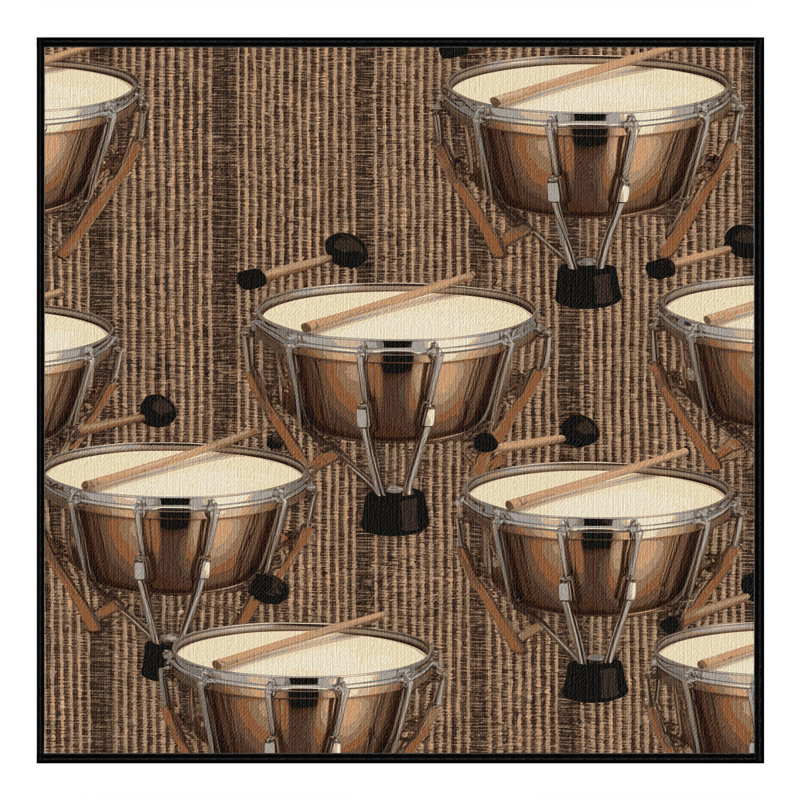 Washable Timpani Music Area Rug, Square 6'