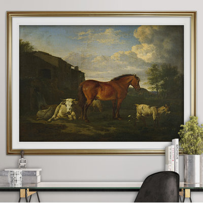 « animaux près d’un bâtiment », impression