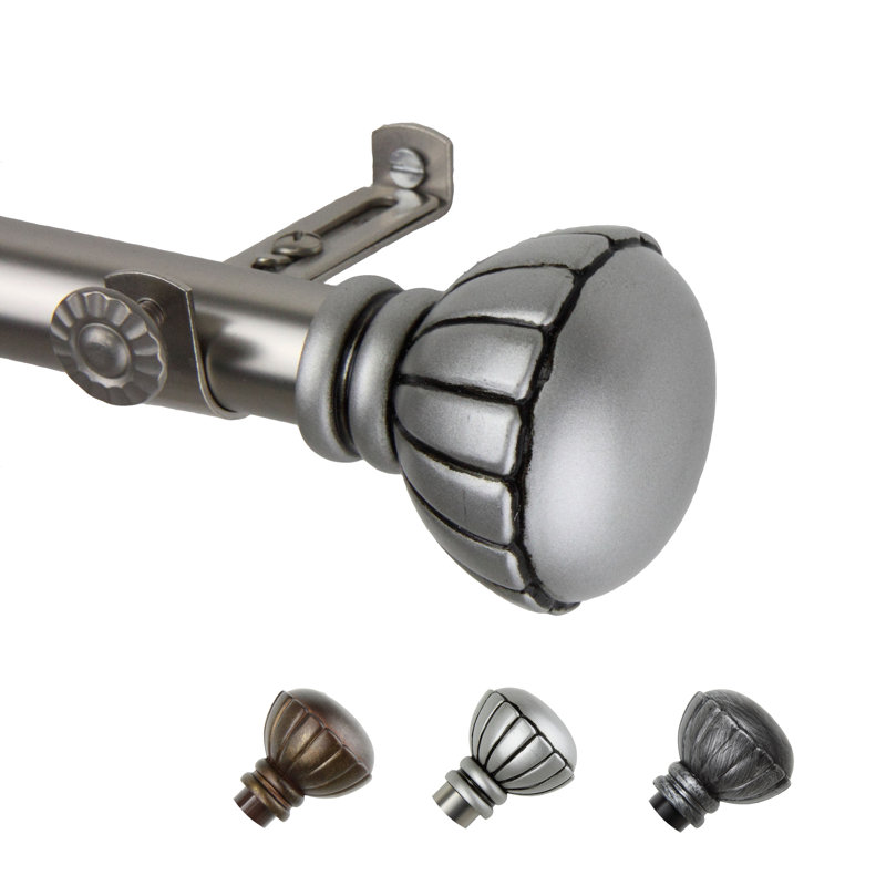 Tringle à rideaux simple Halima, Nickel satiné, 18 po à 28 po de largeur
