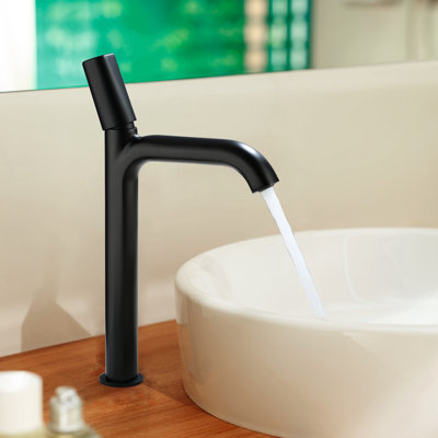 Robinet de lavabo pour salle de bain à poignée simple en laiton massif 14,19 "H