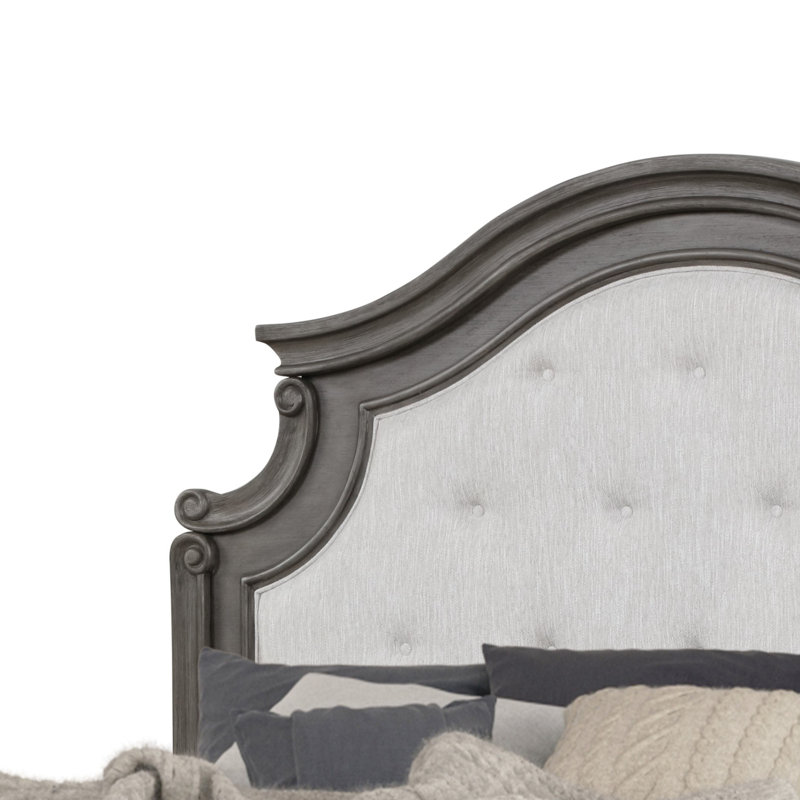 Grand lit de style traditionnel en bois gris rustique