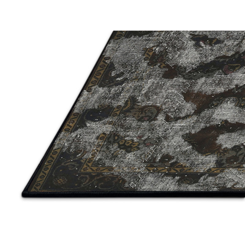 Tapis contemporain gris / noir, Rectangle 3 pi x 5 pi