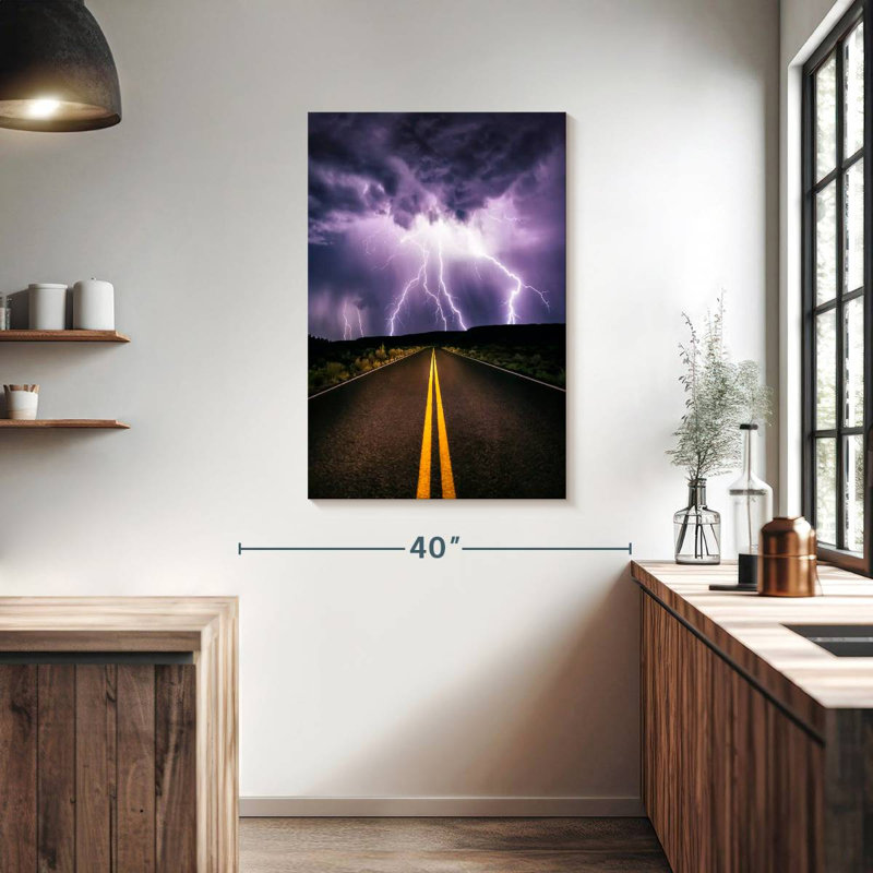 Mehar Lightning Storm sur une route isolée, Arizona, H 39 po x l 26 po