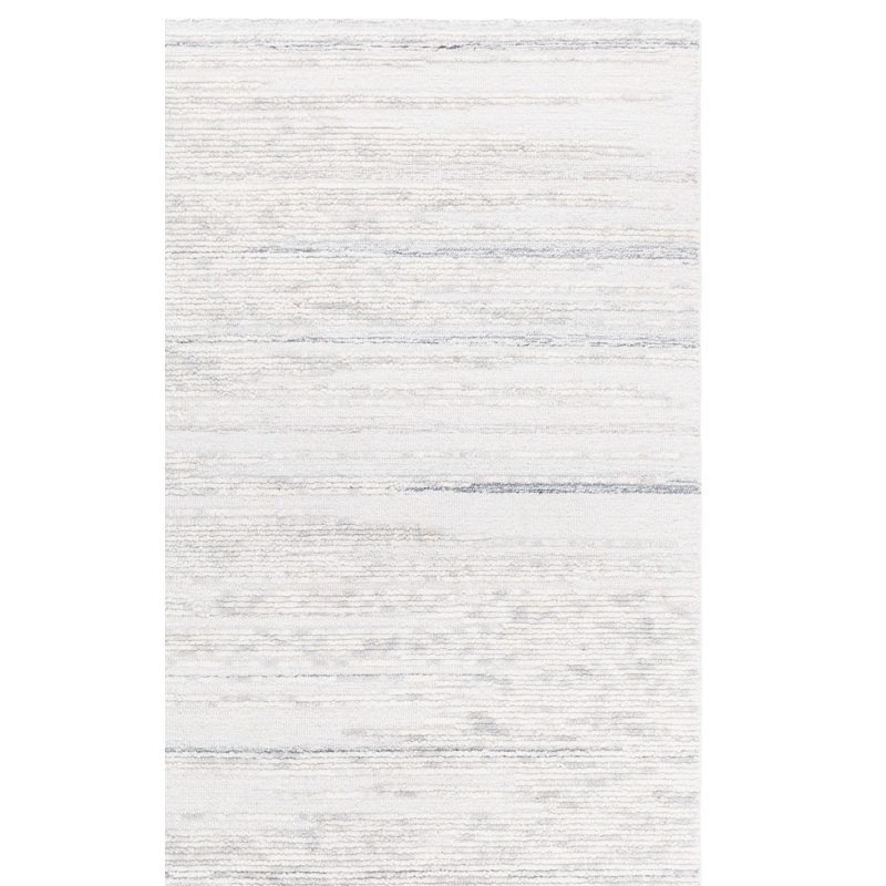 Abstract Hand Tufted Wool, Cotton Striped Indoor Rug, Rectangle 5' x 8'