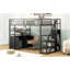 Full Size Metal Loft Bed With Storage Staircase And Wardrobe-754105327