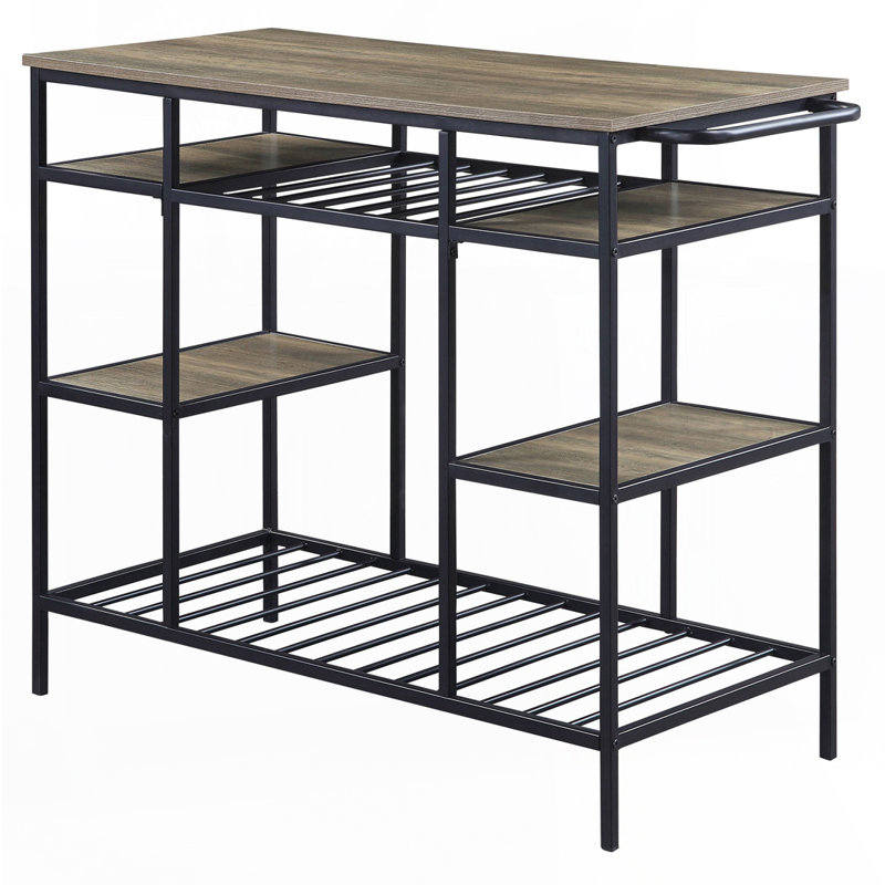 Oak and Black Kitchen Island