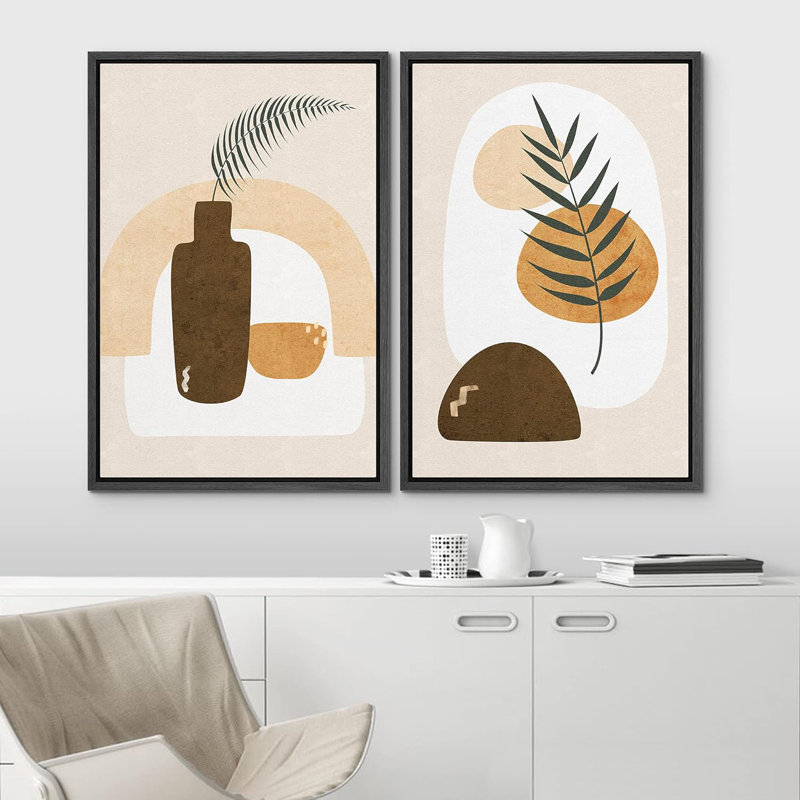 Mid Mid Century Palm Fronds, Noir, H 24 po x l 32 po