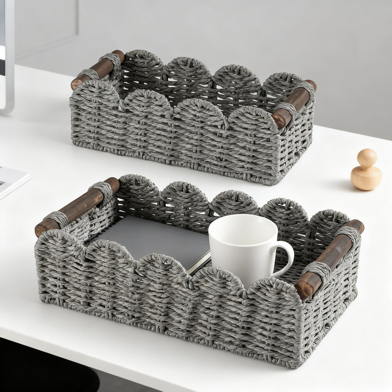 Handmade Paper Rope Storage Basket, Multipurpose Organizer Bin For Bathroom Toilet Tank Top, Living Room, Kitchen And Office