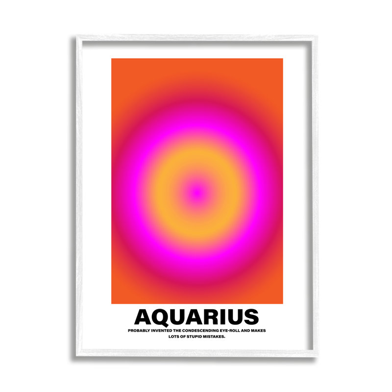 Drôle d'astrologie du Verseau encadrée par House of Lulu, H 20 po x l 16 po x P 1,5 po, Giclée encadrée blanc bord de mer