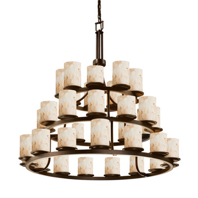 36 - Light Dimmable Wagon Wheel Chandelier