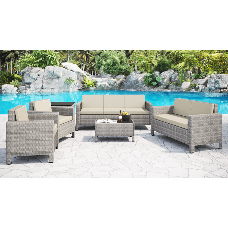 Leshelle Wicker 7 - Person Seating Group with Cushions
