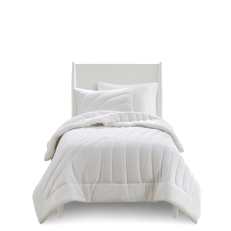 3 pièces d'édredon très grand / très grand blanc - avec bourre de 350 g / m² et lavable à la machine