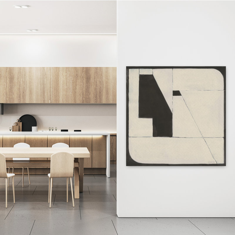 Un jour contemporain avec art abstrait noir, H 48 po x l 48 po