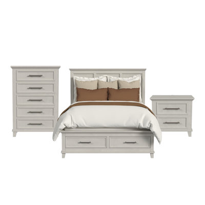 Ensemble de chambre à coucher avec rangement 3 pièces Daulton