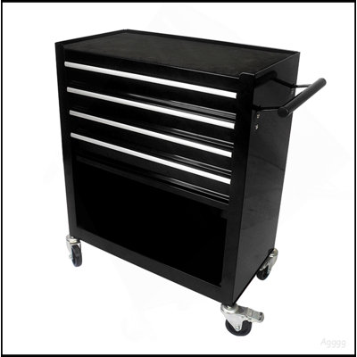 4 DRAWERS MULTIFUNCTIONAL TOOL CART WITH WHEELS-BLACK