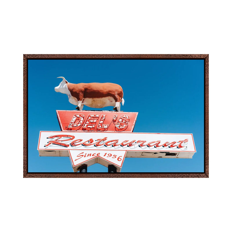 Route 66 Restaurant by Bethany Young - Print on Canvas, Classic Brown Wood Framed, 45.72cm H x 66.04cm W x 3.81cm D