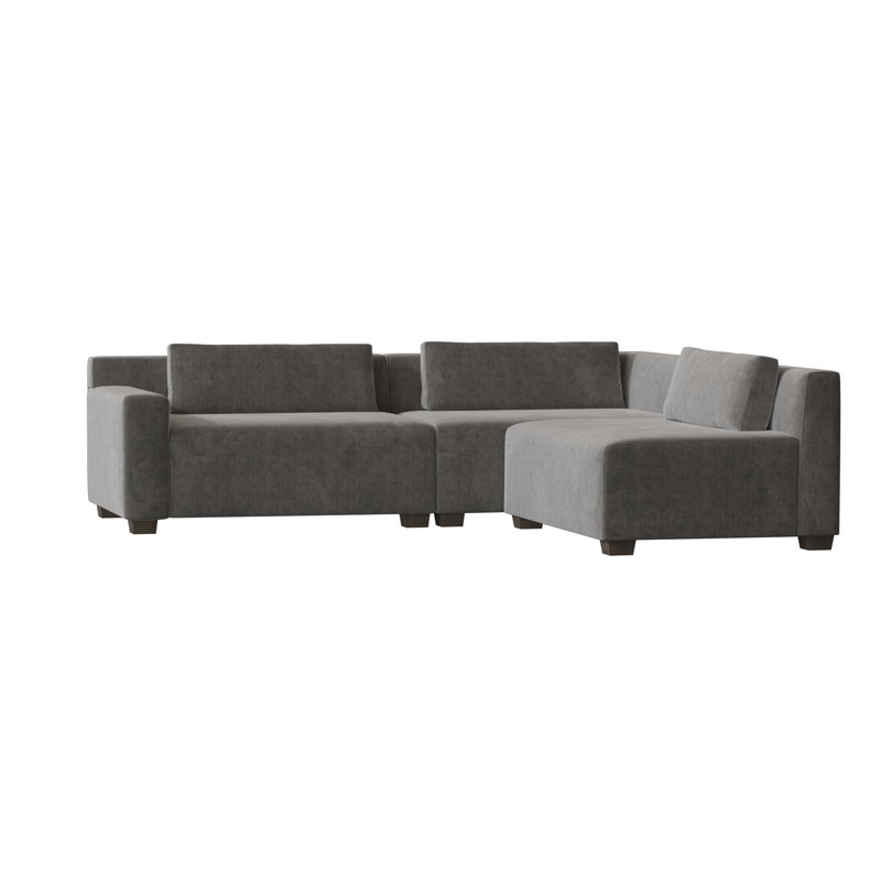 Alisa Chaise Sectional, Bella Black Performance Velvet, Brown Mahogany