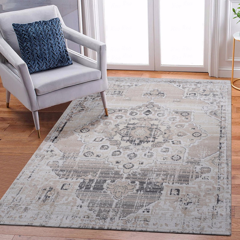 6' X 9' Medallion Area Rug, Rectangle 6'7" x 7'9"