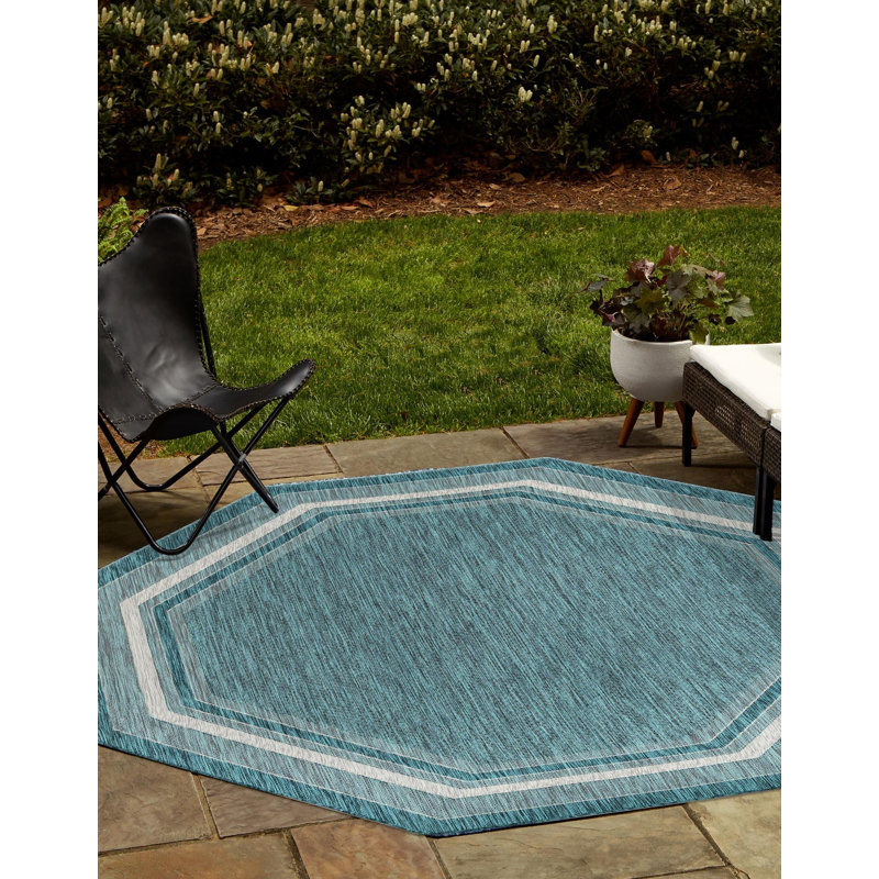 Tapis intérieur / extérieur Sevinc, Dark Teal, Octogone 5 pi x 5 pi