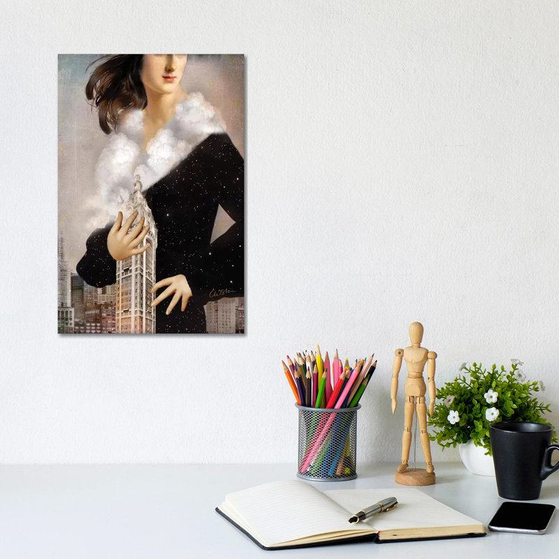 «Manhattan» par Catrin Welz-Stein - impression d'art graphique, H 12 po x l 8 po x P 0,75 po, Toile tendue, Pas de tapis