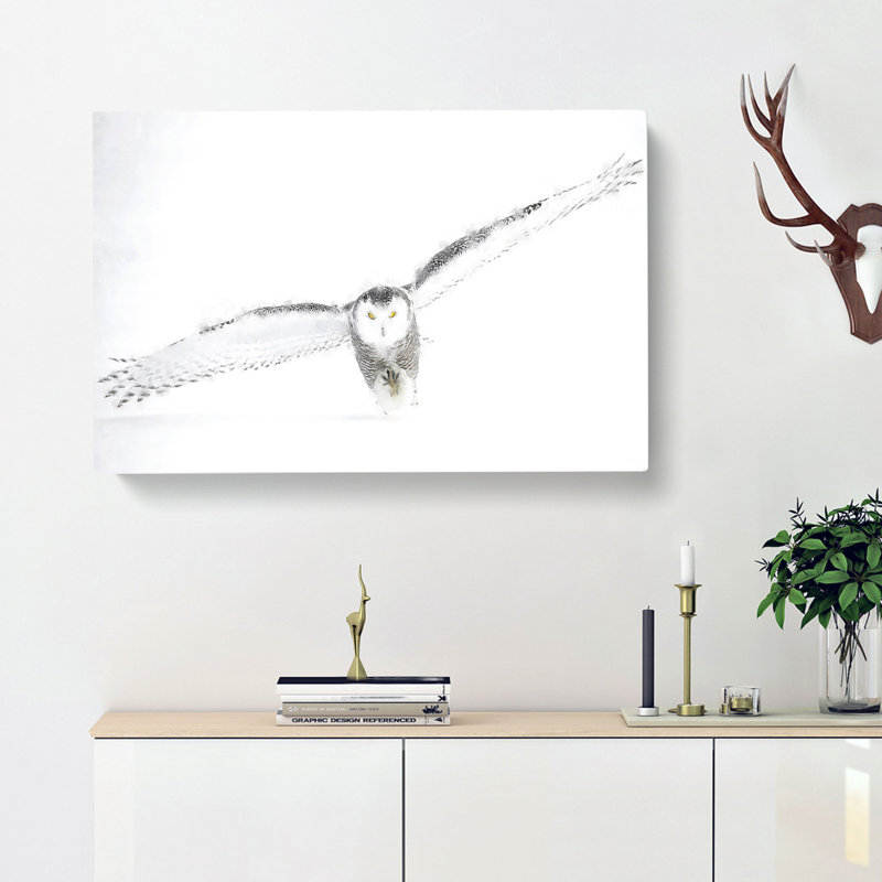 Snowy Owl Painting - Wrapped Canvas, 60cm H x 91cm W x 4cm D