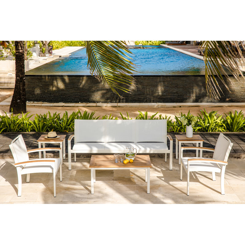 SoHo 42" Square Teak Aluminum Outdoor Coffee Table, Black