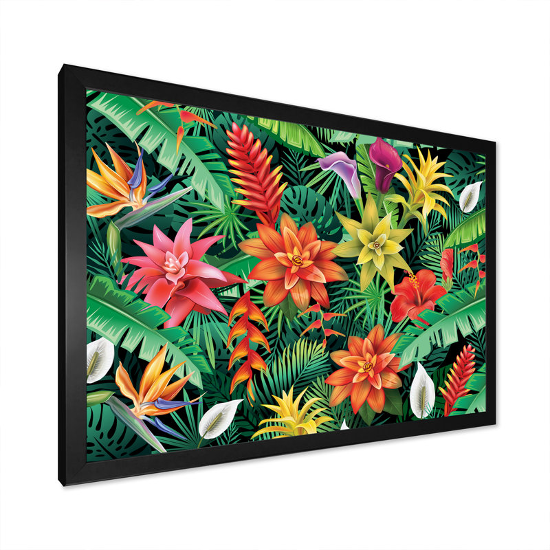 From Tropical Flowers - on, Impression noire sur toile encadrée, H 8 po x l 12 po x P 0,1 po