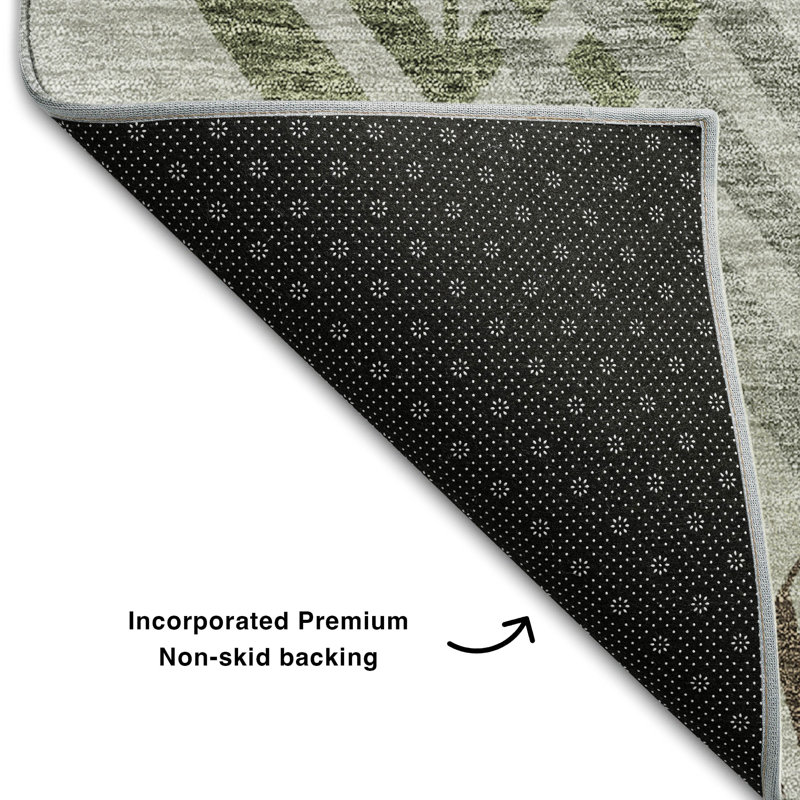 Premium Machine Washable Prisco Gray Rug, Rectangle 10' x 14'