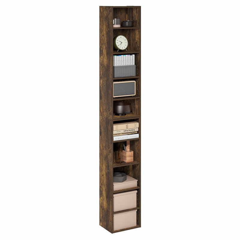 Pasir Open Shelf Bookcase, (10 Shelves) 78.74"H x 11.8"W x 9.3"D, Amber Pine