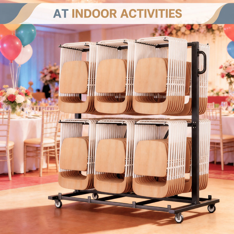 Support à chaises pliant avec roulettes, chariot de chaise robuste de 800 lb pour 84 chaises ou 12 tables, chariot de rangement double couche avec housse résistante aux intempéries
