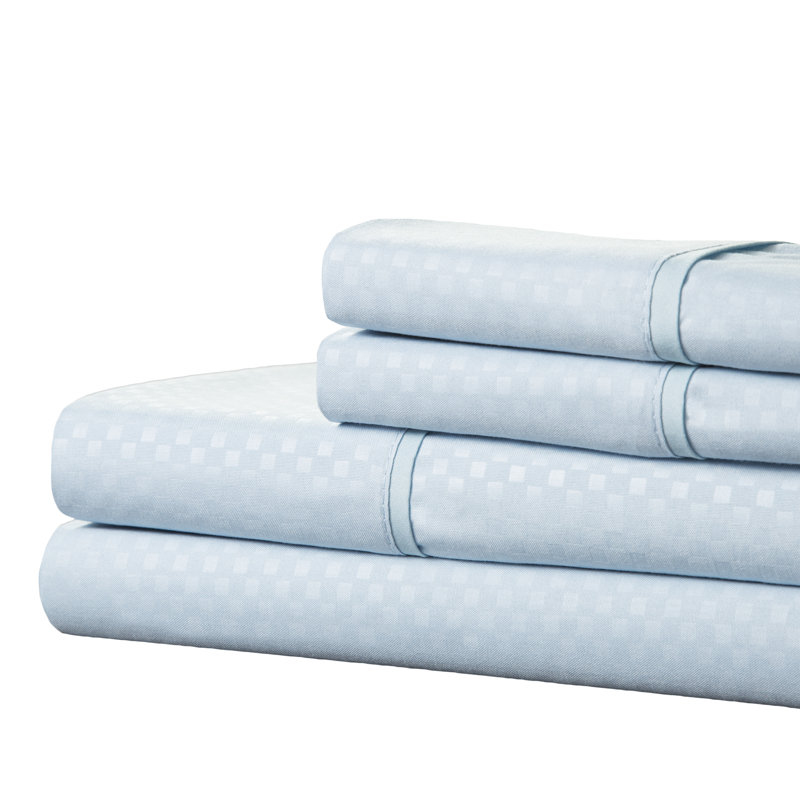 Ensemble de draps 4 pièces, Bleu, Ensemble de draps pour grand lit + 1 drap-housse +
