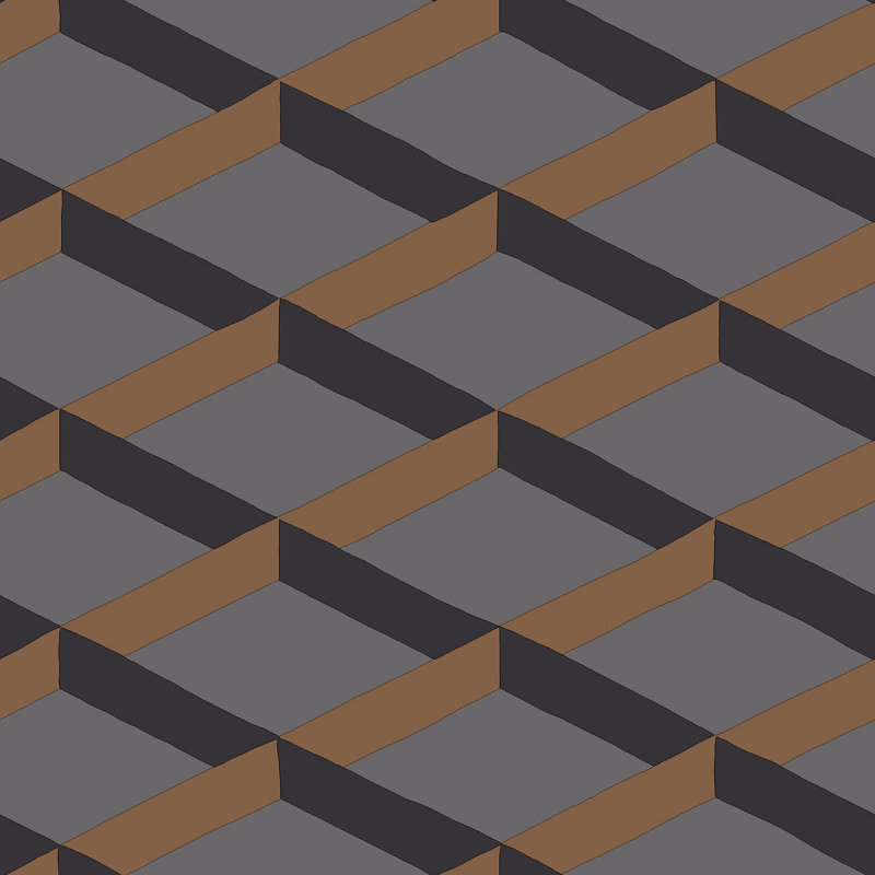 Luxe Shadow Trellis Wallpaper, Tan/Grey
