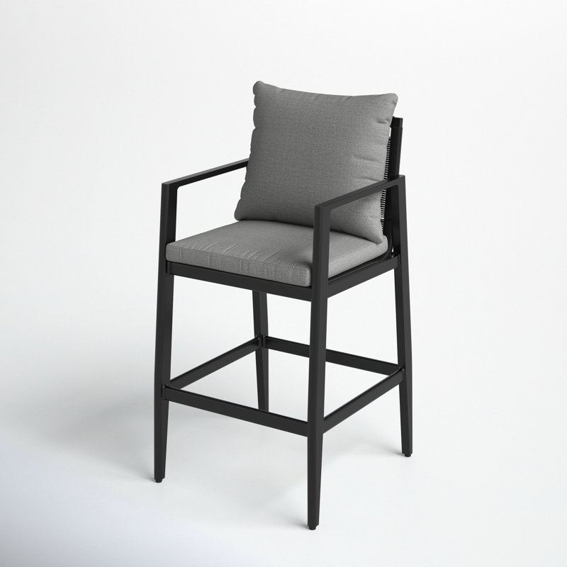 Cayman Aluminum Outdoor Bar Stool with Cushion, 26"