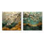Or avec mélange de cerisier vert I - art mural cerisier en fleurs - art mural traditionnel sur toile 2 pièces-2062204891-2062204893-2062204896