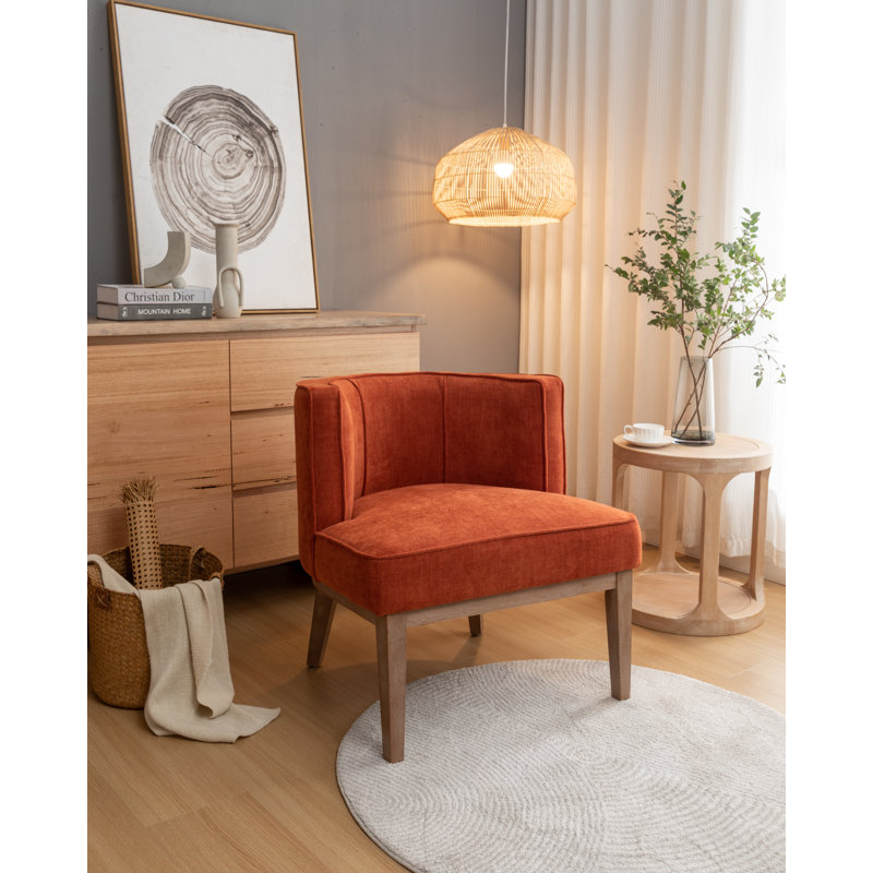Fauteuil demi-tonneau Karoll, Mélange de polyester orange, 1