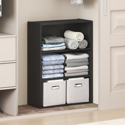 Closet Organizers and Storage, 3-Tier Closet Organizer, Open Shelf Closet Storage, for Wardrobe, Bedroom, Living Room, Americano