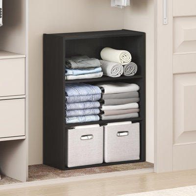 Furinno REED Closet Organizers and Storage, 3-Tier Closet Organizer, Open Shelf Closet Storage, for Wardrobe, Bedroom, Living Room, Americano