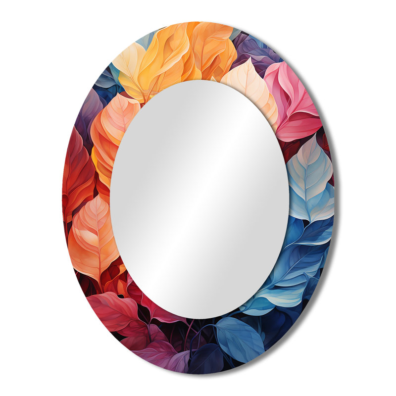 Colorful Leaf Dreamscape I - Miroir mural multicolore, 43 po x 33 po